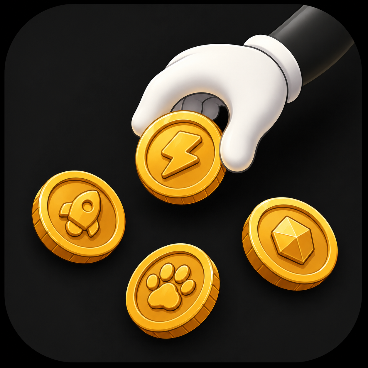 A hand selecting one coin from a group to begin scanning.