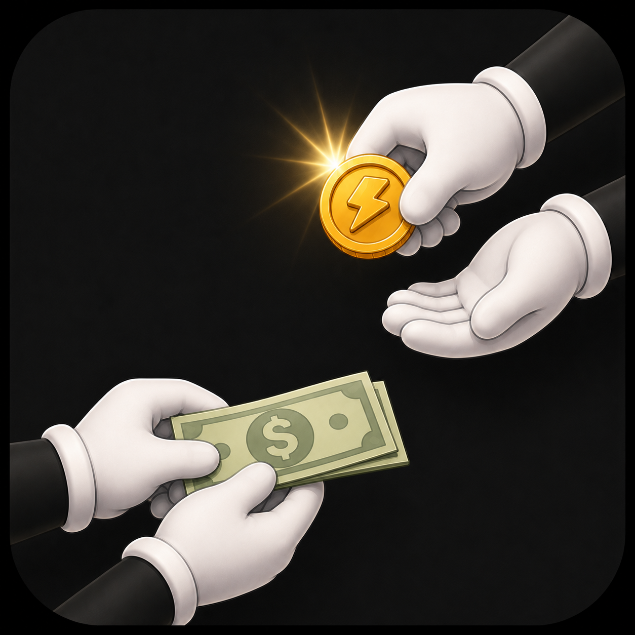 A coin being exchanged for money after a collectible discovery.